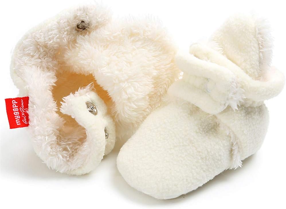 Infant Baby Girls Boys Fleece Booties Soft Non-Slip Sole Winter Warm Cozy with Grippers Stay On Socks Newborn Toddler First Walkers Crib Shoes - Image 6